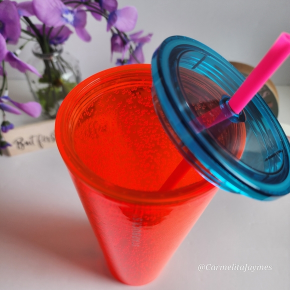 🎁GAVE AS FREE GIFT W ORDER 🧡💙 STARBUCKS🥤Neon Orange Bubble Venti 24oz - Picture 7 of 7